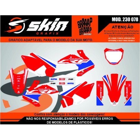 Kit Adesivo Honda Modelo 230 078 Fosco Texturizado