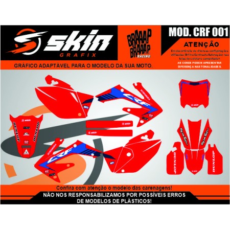 Kit Adesivo Honda Modelo CRF 001 Brilho