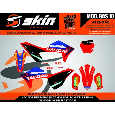 Kit Adesivo Gas Gas Modelo GAS 10 Brilho