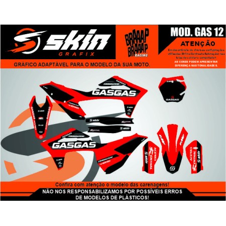 Kit Adesivo Gas Gas Modelo GAS 12 Fosco Texturizado