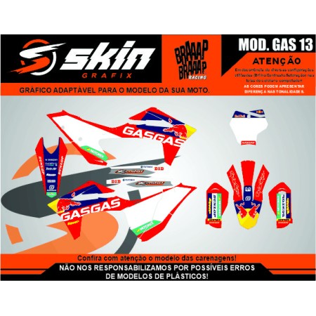 Kit Adesivo Gas Gas Modelo GAS 13 Fosco Texturizado