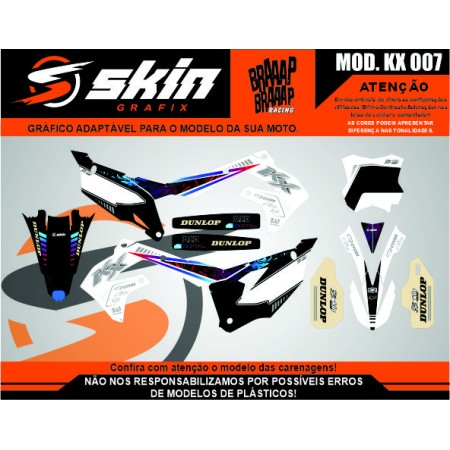 Kit Adesivo Kawasaki Modelo KX 007 Brilho