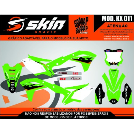 Kit Adesivo Kawasaki Modelo KX 011 Brilho