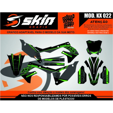 Kit Adesivo Kawasaki Modelo KX 022 Fosco Texturizado