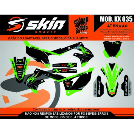 Kit Adesivo Kawasaki Modelo KX 035 Fosco Texturizado