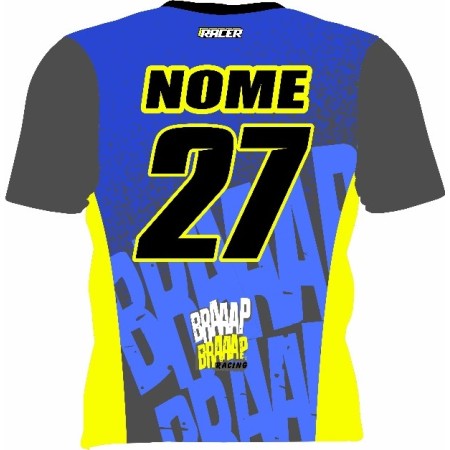 Camiseta Braaap Racer  Fluor Cinza e Azul