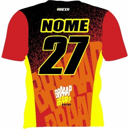 Camiseta Braaap Racer  Fluor Vermelho e Laranja