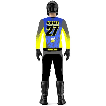 Conjunto Braaap Racer Flex Fluor Cinza e Azul