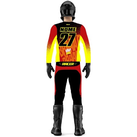 Conjunto Braaap Racer Flex Fluor Vermelho e Laranja