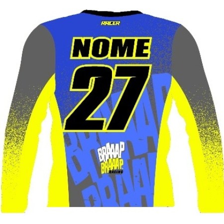 Camisa Braaap Racer  Fluor Cinza e Azul