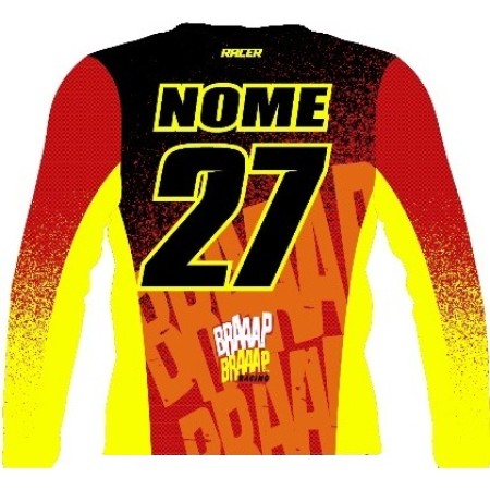 Camisa Braaap Racer  Fluor Vermelha e Laranja