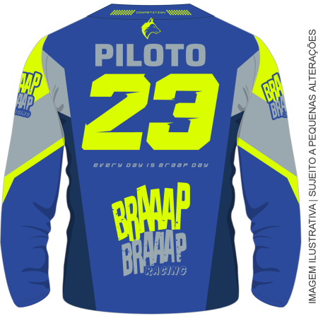 Camisa Infantil Braaap Competition Neon Azul