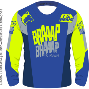 Camisa Piloto Braaap Competition Neon Azul