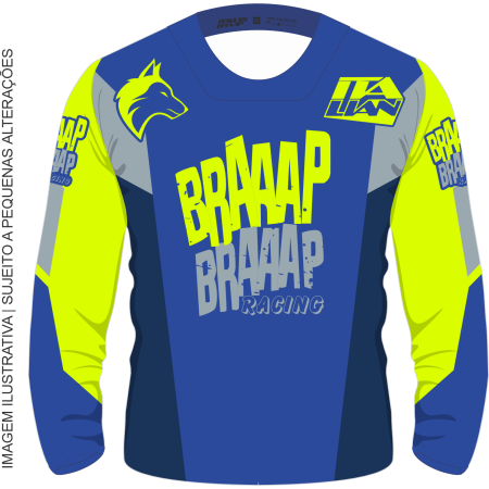 Camisa Piloto Braaap Competition Neon Azul