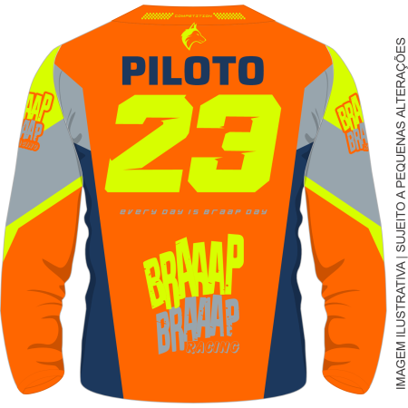 Camisa Infantil Braaap Competition Neon Laranja