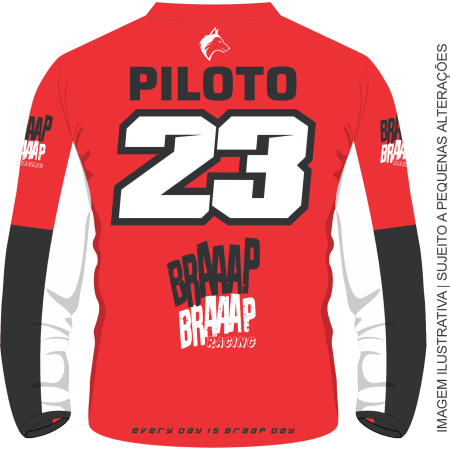 Camisa Piloto Braaap Braaap Vermelha Top