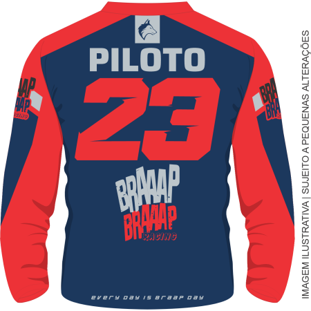 Camisa Piloto Braaap Braaap Racing Vermelho