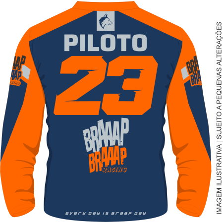 Camisa Piloto Braaap Braaap Racing Laranja