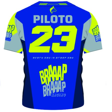 Camiseta Piloto Braaap Competition Neon Azul