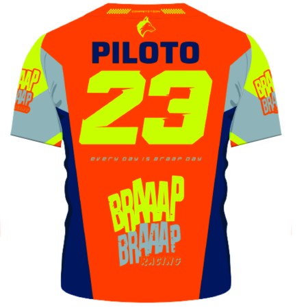 Camiseta Piloto Braaap Competition Neon Laranja