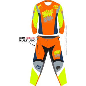 Conjunto Braaap Competition top com bolso Laranja