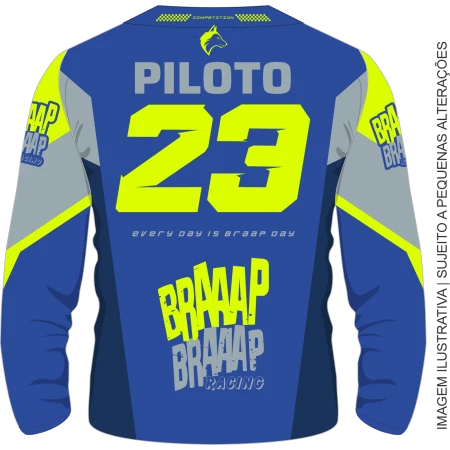 Camisa Infantil Braaap Competition Neon Azul