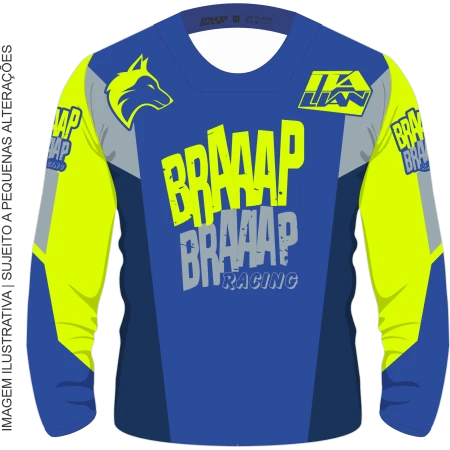 Camisa Infantil Braaap Competition Neon Azul