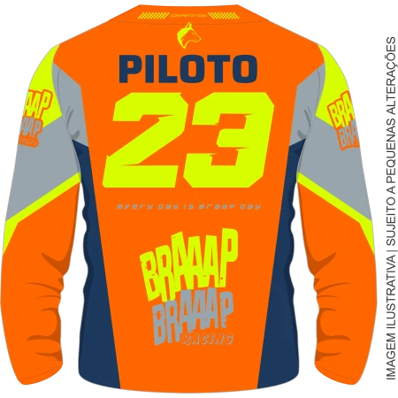 Camisa Infantil Braaap Competition Neon Laranja