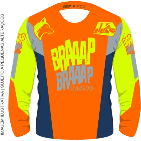 Camisa Infantil Braaap Competition Neon Laranja