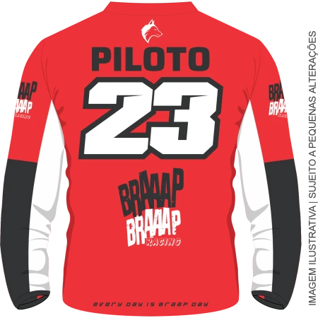 Camisa Piloto Braaap Braaap Vermelha Top