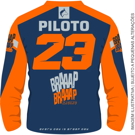 Camisa Piloto Braaap Braaap Racing Laranja