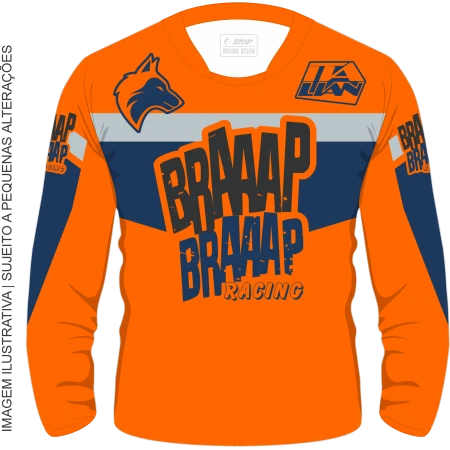 Camisa Piloto Braaap Braaap Racing Laranja
